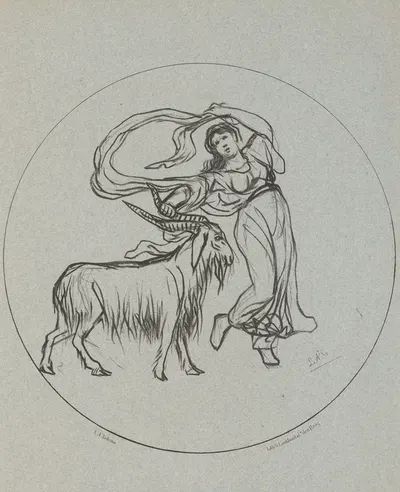 Vrouw en geit by Лоуренс Альма-Тадема, 1877 - 1903 — digital art print download
