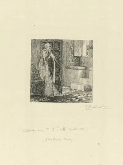 Vrouw verstopt achter een deur by Лоуренс Альма-Тадема, 1875 — digital art print download