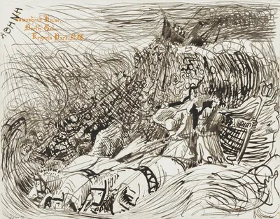 Zinkend stoomschip en Neptunus met driespan in de golven by Лоуренс Альма-Тадема, 1846 - 1912 — digital art print download