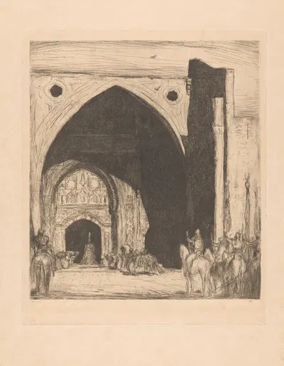 Begroeting van de sultan onder een poort by Мариус Бауэр, 1892 — digital art print download