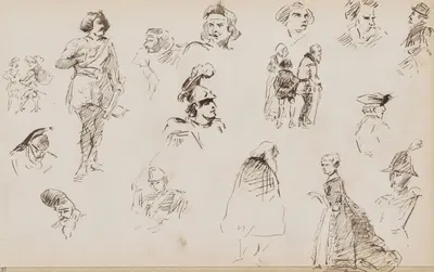 Figuurstudies, onder andere met een boogschutter by Мариус Бауэр, 1880 — digital art print download