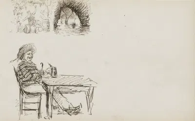 Man met een pijp aan een tafel by Мариус Бауэр, 1880 — digital art print download