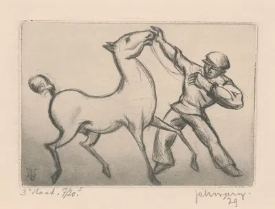 Man met paard by Мамми Шварц, 1929 — digital art print download