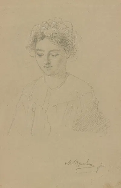 Bust-Length Portrait of a Woman by Мориц Даниэль Оппенгейм — digital art print download