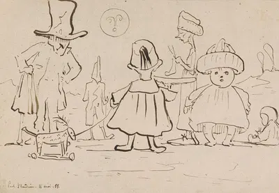 Caricature of a Group of Figures by Жан-Поль Фландрен, 1858 — digital art print download
