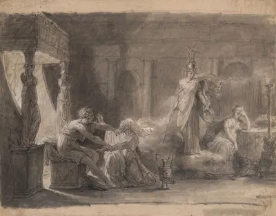 Odysseus Recognized by his Old Nurse Eurycleia while Penelope Is Distracted by Athena by Пьер-Нарцисс Герин — digital art…