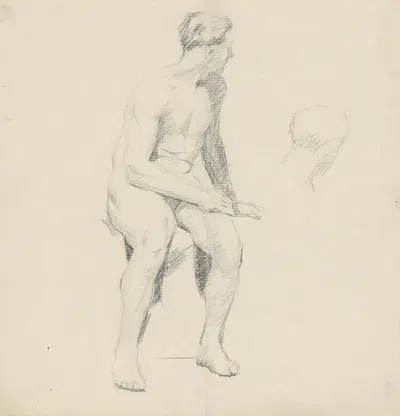 Study of Seated Male Nude by Штефан Полкораб, 1913–1917 — digital art print download