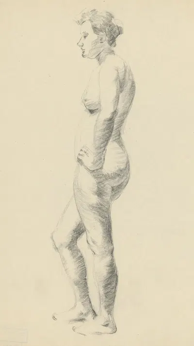 Study of Standing Female Nude – From the Side by Штефан Полкораб, 1913–1917 — digital art print download