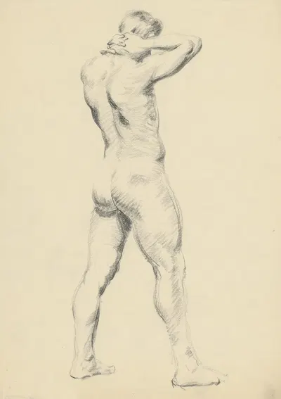 Study of Standing Male Nude by Штефан Полкораб, 1913–1917 — digital art print download