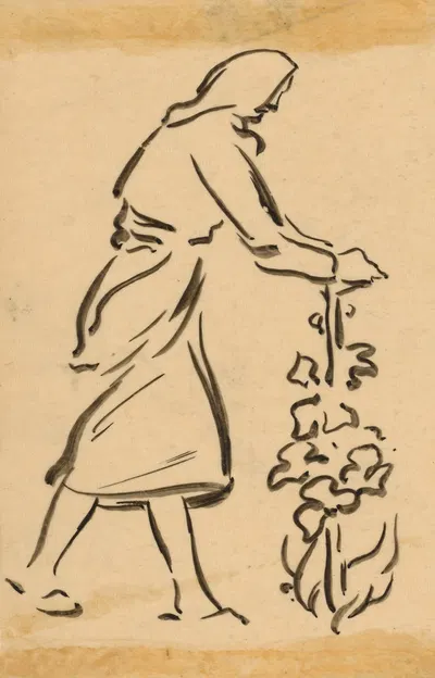 Woman Holding a Tree – Vine by Штефан Полкораб, 1948 — digital art print download