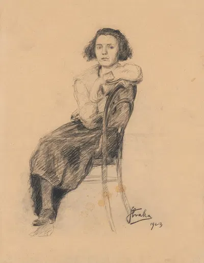 Study of a Seated Woman by Штефан Страка, 1923 — digital art print download