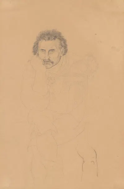 Study of a Madman for 'Das Narrenhaus' by Вильгельм фон Каульбах — digital art print download