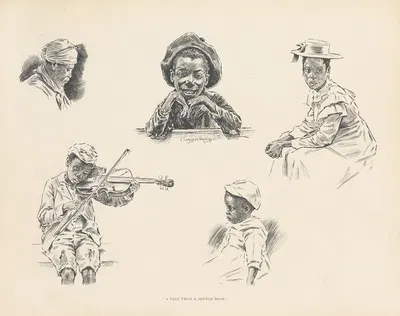 A page from a sketch book by J. Campbell Phillips, 1899 — digital art print download
