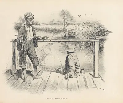 Fishing in a rice field ditch by J. Campbell Phillips, 1899 — digital art print download