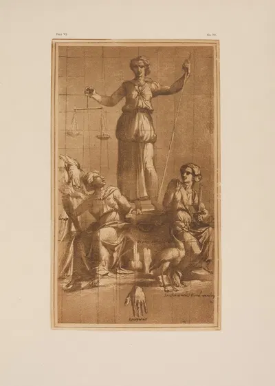 Allegorical drawing of justice by P. & D. Colnaghi, 1900 — digital art print download