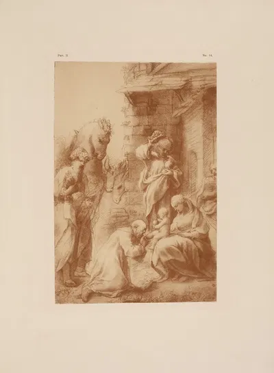 Correggio – Drawing of adoration of the kings by P. & D. Colnaghi, 1900 — digital art print download