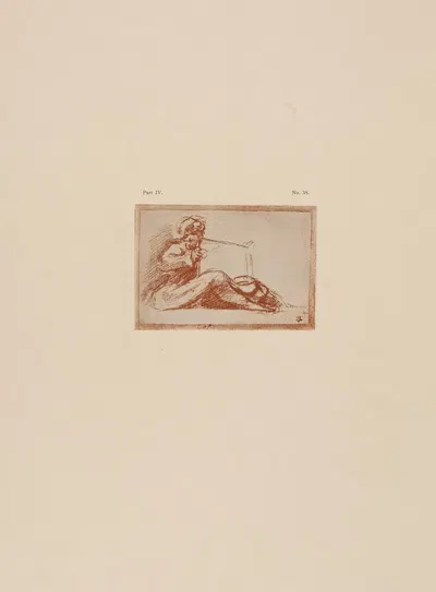 Correggio – Drawing of reclining figure holding book by P. & D. Colnaghi, 1900 — digital art print download