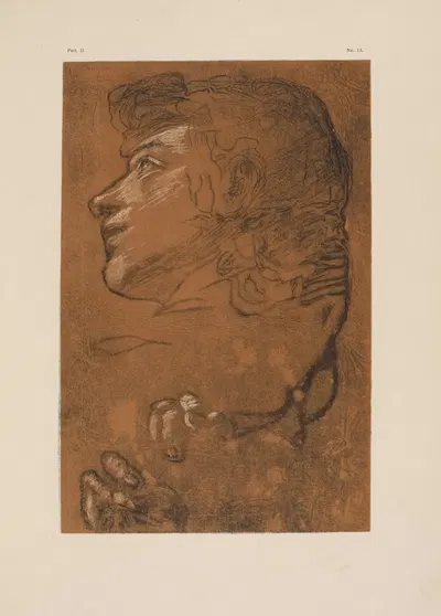 Drawing of head in profile by P. & D. Colnaghi, 1900 — digital art print download