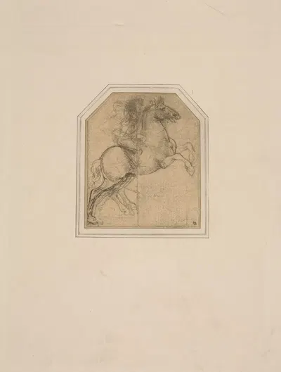 Leonardo da Vinci – Drawing of a man on horseback by P. & D. Colnaghi, 1900 — digital art print download