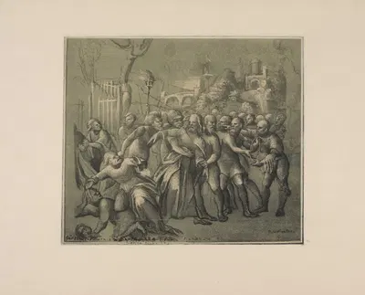 Niccolò Giolfino – Drawing of the taking of Christ by P. & D. Colnaghi, 1900 — digital art print download