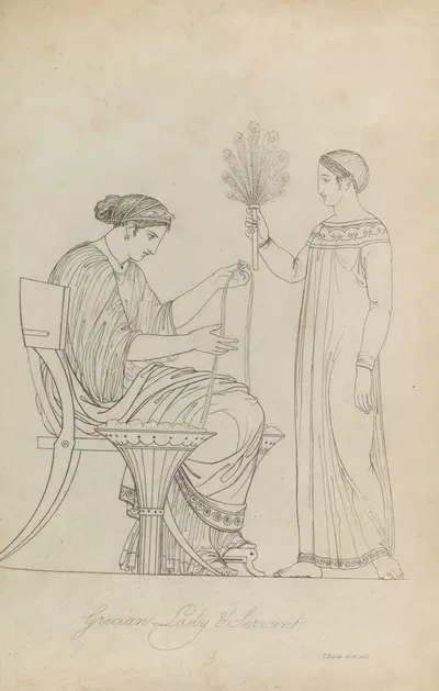 Grecian lady and servant by Томас Бакстер, 1814 — digital art print download