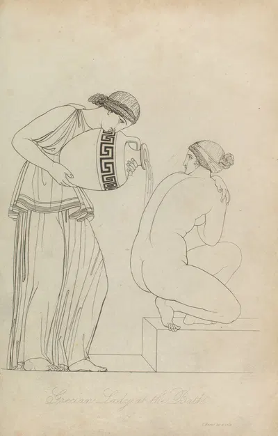 Grecian lady at the bath by Томас Бакстер, 1814 — digital art print download
