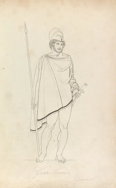 Greek warrior. by Томас Бакстер, 1814 — digital art print download