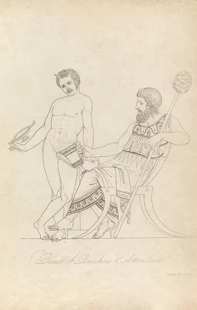 Priest of Bacchus & attendant by Томас Бакстер, 1814 — digital art print download