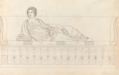 Roman lady on a couch by Томас Бакстер, 1814 — digital art print download