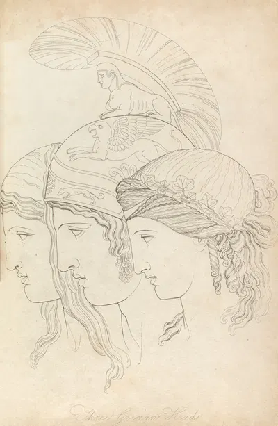 Three Grecian heads by Томас Бакстер, 1814 — digital art print download