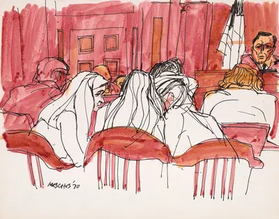 Manson full court girls in front by Арнольд Мешес, 1970 — digital art print download