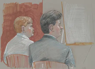 Defendant Bobby Wayne Woods with his lawyer during his trial for murder, kidnapping, and assault by Brigitte Woosley, 1998…