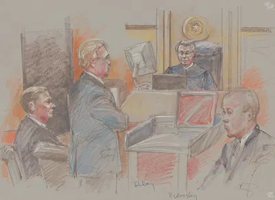 Former representative Tom DeLay during his corruption trial for illegal campaign finance activities by Brigitte Woosley,…