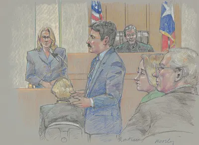 Darlie Lynn Routier, lawyer, judge and others during her trial for murder of her son by Brigitte Woosley, 1996 — digital…
