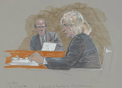 Richard and Evelyn McLaren during their trial related to the Republic of Texas separatist group by Brigitte Woosley, 1998 —…