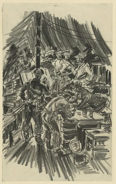 Impression – opurtions tent just before a bombing mission Guadalcanal early 43 by Howard Brodie, 1943 — digital art print…