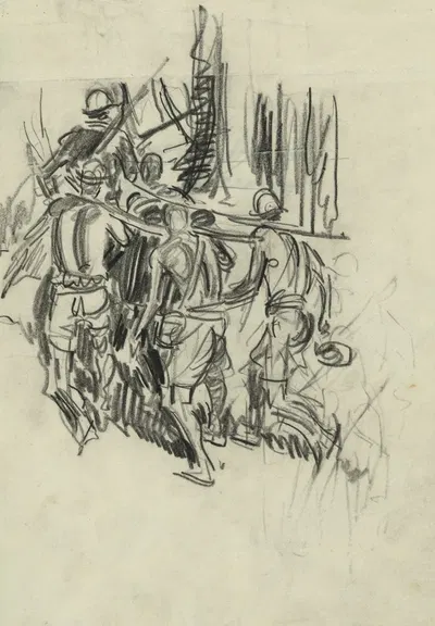 Native bearers Guadalcanal by Howard Brodie, 1942-1943 — digital art print download