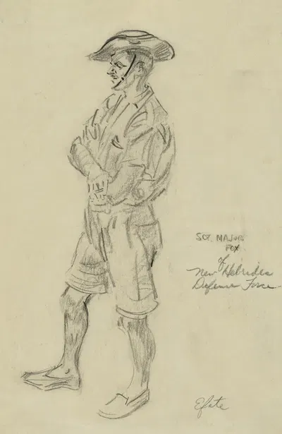 Sgt. Major Fox of New Hebrides Defense Force by Howard Brodie, 1942-1943 — digital art print download