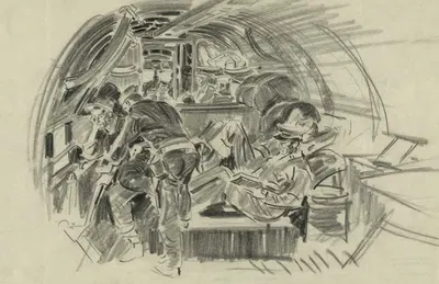 Sketched on a C-47 transport from New Caledonia to Espiritu Santo, Dec. 42 by Howard Brodie, 1942 — digital art print…