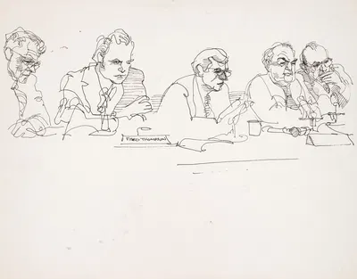 Fred Thompson and other senators during the Senate Watergate hearings by Joseph Papin, 1973 — digital art print download