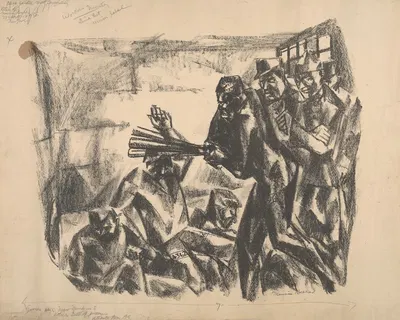Guards urge Negro murder to attack I.W.W. prisoners, Atlanta Pen., 1918 by Maurice Becker — digital art print download