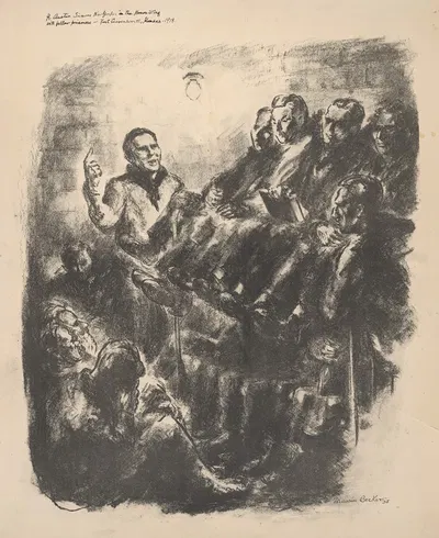 H. Austin Simons New Yorker in the honor wing with fellow prisoners, Fort Leavenworth Kansas, 1918 by Maurice Becker, 1925…