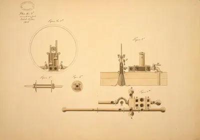 Submarine. Pumps, cocks, water chamber, and anchor for 'plunging boat' by Роберт Фултон, 1806 — digital art print download