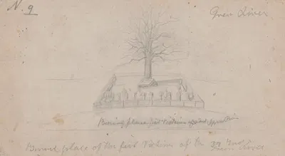 Burial place of the first victims of the 32nd Indiana, Green River by Адольф Мецнер, 1862 — digital art print download