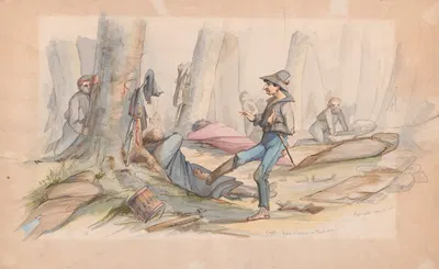Captain Francis Erdelmeyer and Private Jacob Lawinsky at an outpost near Corinth, Mississippi, April 1862 by Адольф Мецнер,…