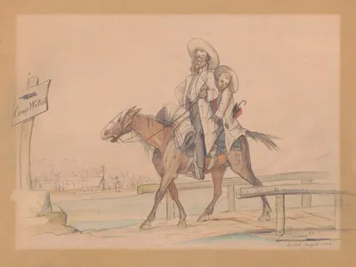 Henry Von Trebra & Louis V. Trebra arriving at Camp Morton, Indianapolis from their farm in Madison, Ill. by Адольф Мецнер,…