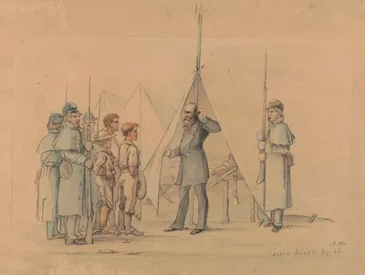 The first Rebel prisoners & General Willich, Green River, Kentucky by Адольф Мецнер, 1862 — digital art print download