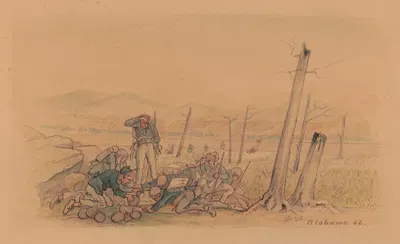 The march from Corinth, Mississippi to Battle Creek Tennessee, 1862 by Адольф Мецнер, 1862 — digital art print download