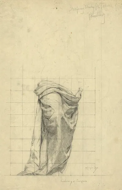 Drapery study for figure of Painting by Кеньон Кокс, 1896 — digital art print download