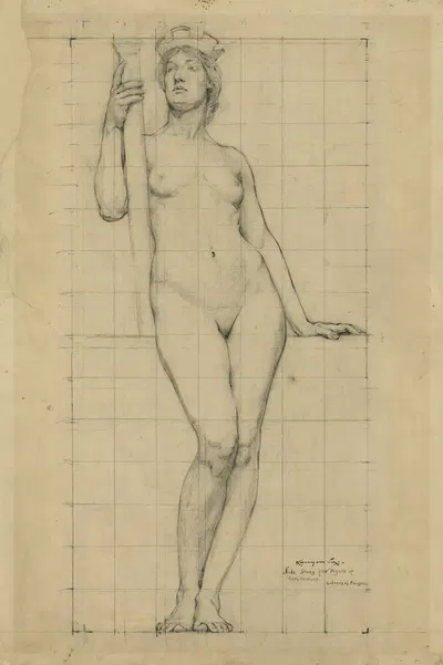 Nude study for figure of Architecture by Кеньон Кокс, 1896 — digital art print download